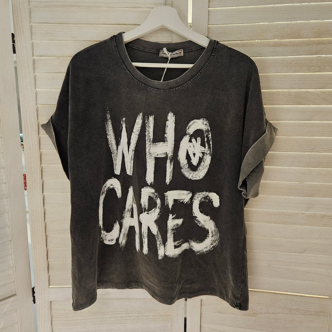 T-Shirt Who Cares grau