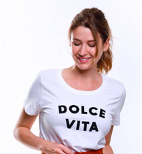 Lade das Bild in den Galerie-Viewer, Dolce Vita Damen-T-Shirt - Schriftzug aus Samt: Weiß / L
