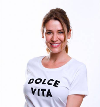 Lade das Bild in den Galerie-Viewer, Dolce Vita Damen-T-Shirt - Schriftzug aus Samt: Weiß / L
