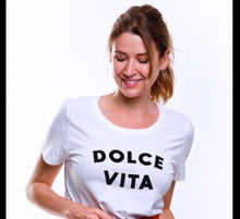 Lade das Bild in den Galerie-Viewer, Dolce Vita Damen-T-Shirt - Schriftzug aus Samt: Weiß / XL
