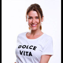 Lade das Bild in den Galerie-Viewer, Dolce Vita Damen-T-Shirt - Schriftzug aus Samt: Weiß / XL
