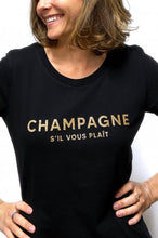 Lade das Bild in den Galerie-Viewer, Damen-T-Shirt - Champagne Please - Glitter: Schwarz / L
